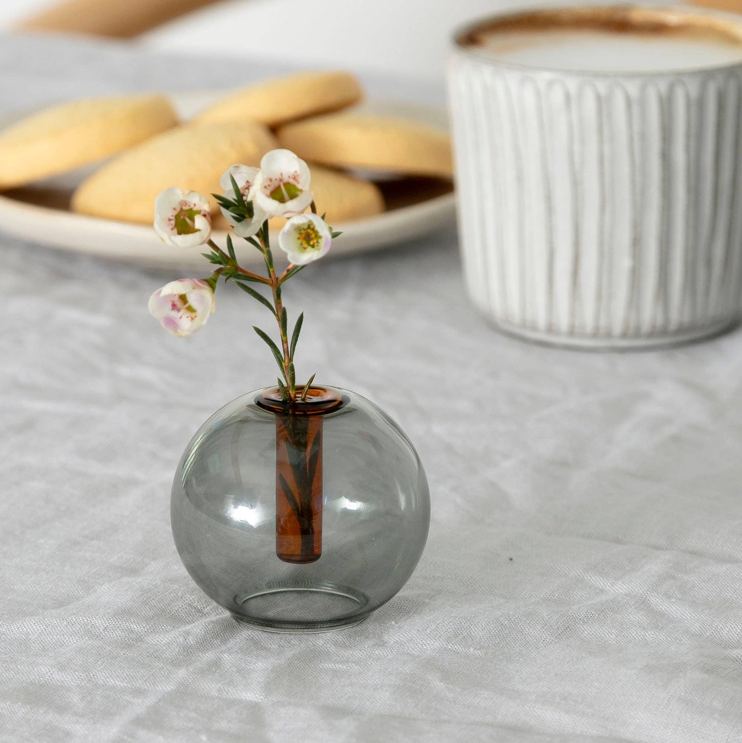 Smoke and Amber Mini Bubble Glass Vase