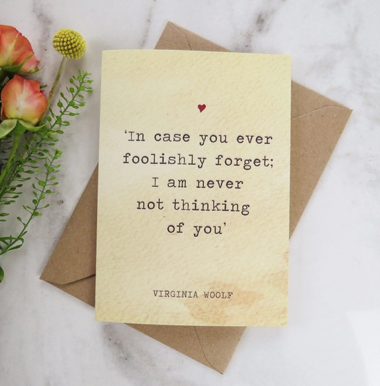 Literature Lovers Card, Virginia Woolf Quote