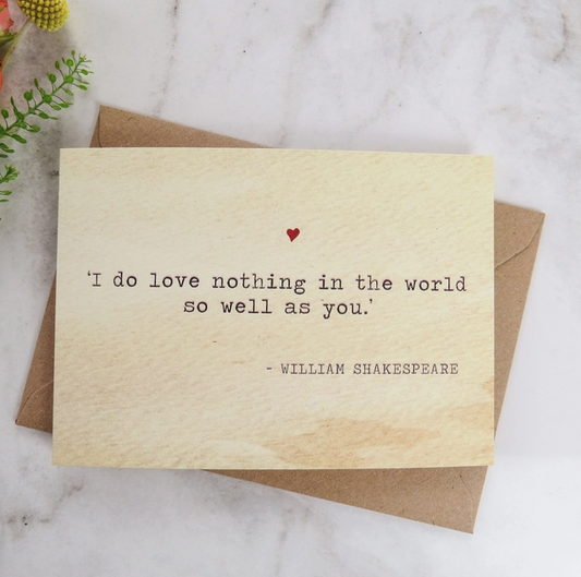 Literature Lovers Card, Shakespeare Quote