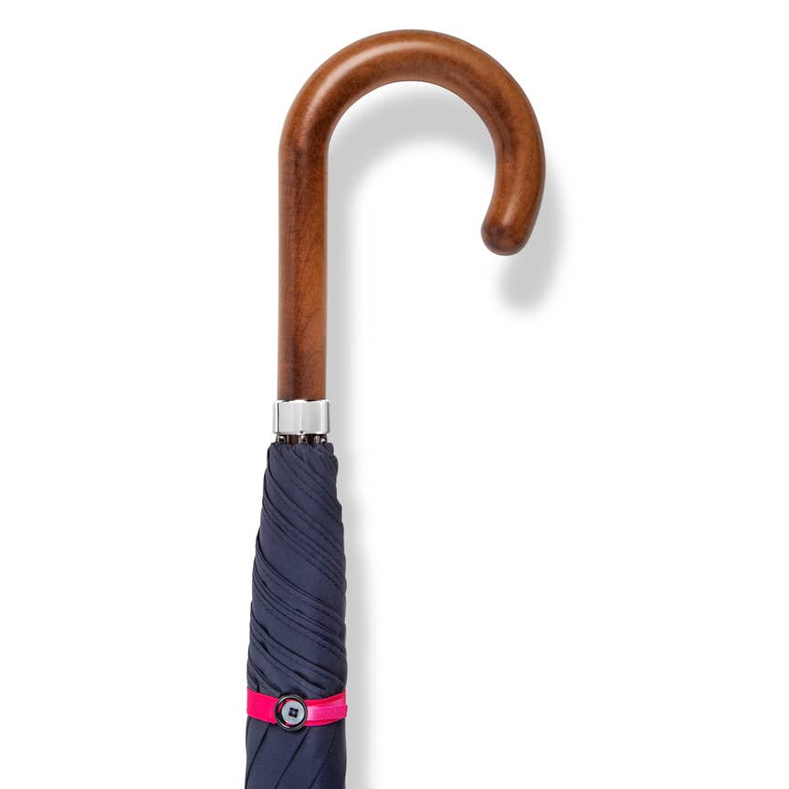 British Umbrella, Beech & Maple - Marine Blue/Pink