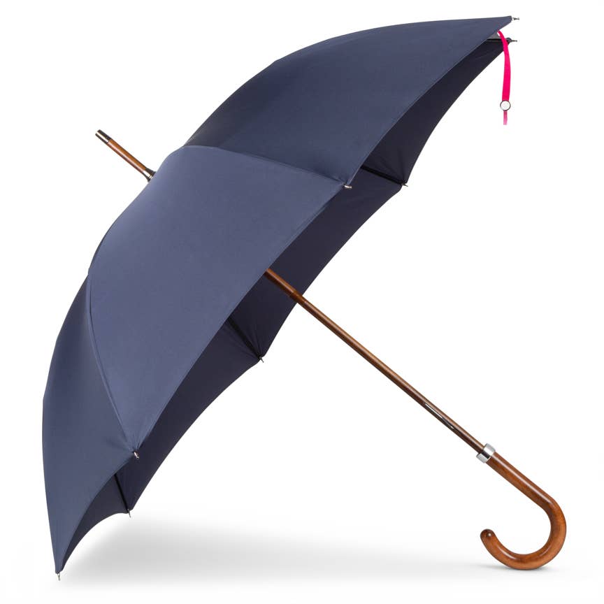 British Umbrella, Beech & Maple - Marine Blue/Pink