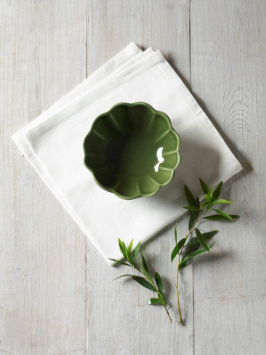 Scallop Edged Green Bowl, Small